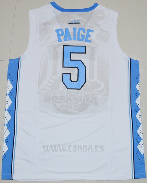 Camiseta NCAA North Carolina Tar Heels Marcus Paige #5 Blanco